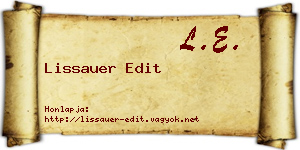 Lissauer Edit névjegykártya